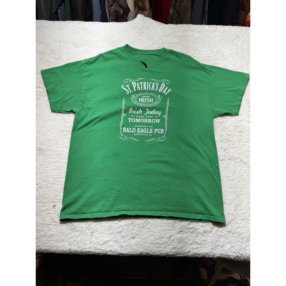 St Patricks Day Bald Eagle Pub Baton Rouge LA Green T Shirt Irish Graphic L